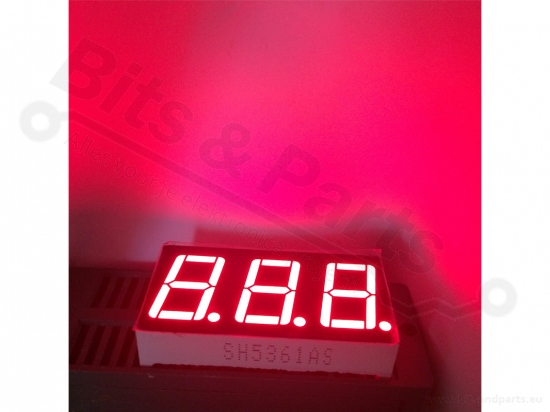 Digit display LED 7-segments 1.4cm red - 3-way common cathode